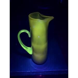 Midcentury Scandinavian Art Glass Amethyst Glass Pitcher – 365nm UV Reactive